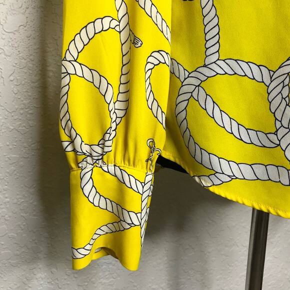 Cabi yellow and white anchor rope print tie front top size Medium #5707 - Picture 4 of 15